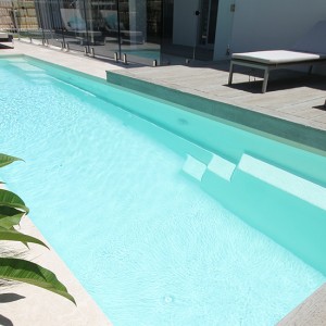 "Primo" Fibreglass Swimming Pool with "White Quartz" Pool Colour