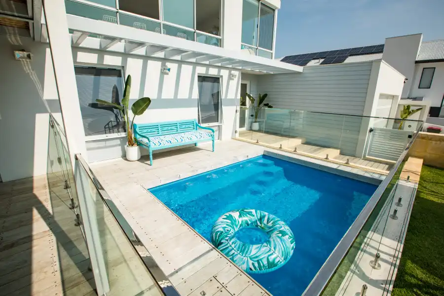 Small Buccaneer fibreglass pool in a Perth courtyard