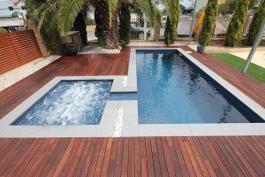 "Florentina" Inground Fibreglass Medium Swimming Pool - 6.5m x 2.5m | Colour : Cosmic Blue with Cove Spillway Spa