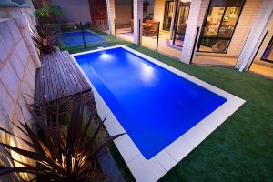 "Portofino" Small Fibreglass Pool - 5.5m x 2.5m | Pool Colour : Mediterranean Blue