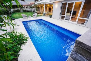 "Revello" Inground Fibreglass Medium Swimming Pool - 6.8m x 3.33m | Pool Colour : Assana Blue