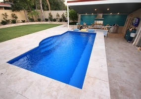 Santorini Fibreglass Small Pool - 6m x 3.6m | Pool Colour : Cyber Pearl